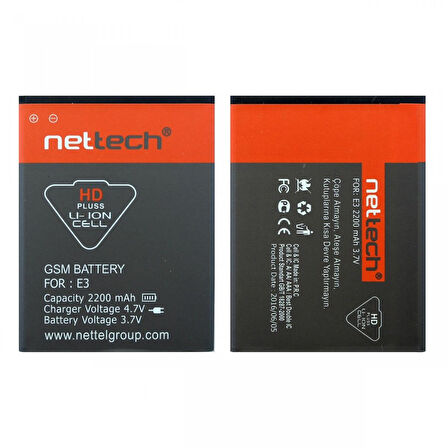 Teknonet General Mobile Discovery E3 Uyumlu Nettech 1200 MAh Batarya NT-10511