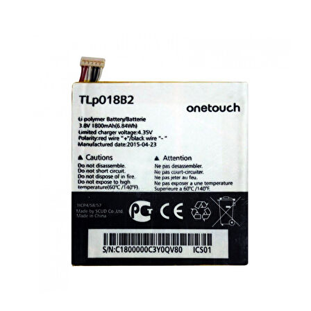 Teknonet Alcatel One Touch Uyumlu Alcatel TLP01882 1800 MAh Batarya NT-12347
