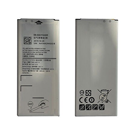 Teknonet Samsung Galaxy A310 A3 2016 Uyumlu Samsung EB-BA310ABE 2300 MAh Batarya NT-13887
