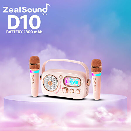 Zealsound Karaoke Hoparlör Seti | 2 Mikrofon, RGB Işıklı| Taşınabilir Bluetooth Karaoke Box
