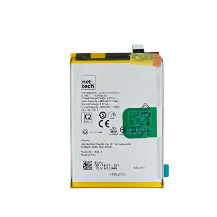 Teknonet Realme 8 PRO Uyumlu Nettech BLP837 4500 mAh Batarya NT-113075