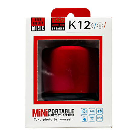 K12 Minibox Kablosuz Hoparlör - Speaker (Kırmızı)