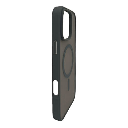 iPhone 16 Pro Max Lüks Mat Magsafe Uyumlu Manyetik Silikon Kılıf (Gri)