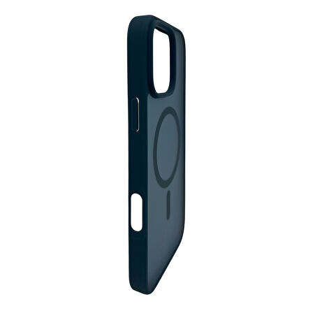 iPhone 16 Pro Max Lüks Mat Magsafe Uyumlu Manyetik Silikon Kılıf (Lacivert)