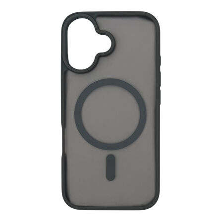 iPhone 16 Plus Lüks Mat Magsafe Uyumlu Manyetik Silikon Kılıf (Gri)