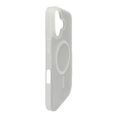 iPhone 16 Plus Lüks Mat Magsafe Uyumlu Manyetik Silikon Kılıf (Beyaz)