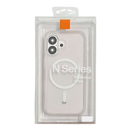 iPhone 16 Plus Lüks Mat Magsafe Uyumlu Manyetik Silikon Kılıf (Beyaz)