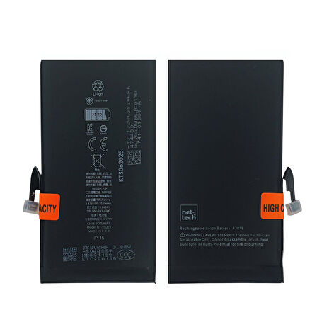 Teknonet Apple iPhone 15 Uyumlu Nettech 3500 MAh Batarya NT-111274