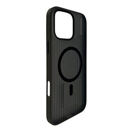 iPhone 16 Pro Max Mat Magsafe Uyumlu Manyetik Silikon Kılıf (Gri)