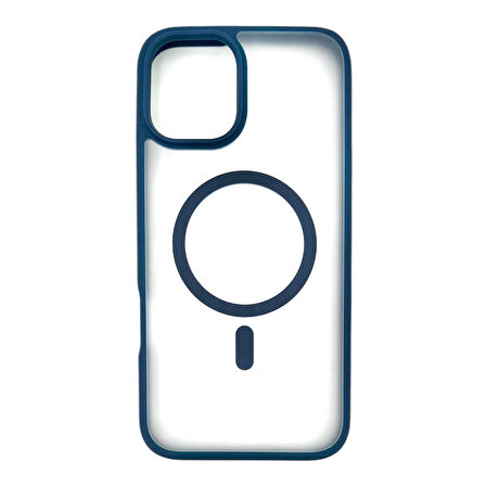 iPhone 16 N-Series 060 Magsafe Uyumlu Manyetik Silikon Kılıf (Mavi)
