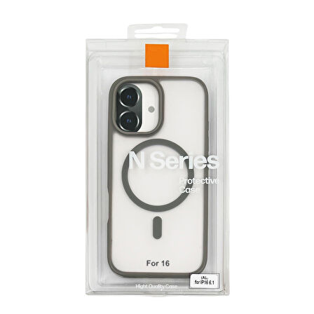 iPhone 16 N-Series 060 Magsafe Uyumlu Manyetik Silikon Kılıf (Gri)