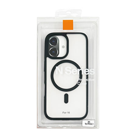 iPhone 16 N-Series 060 Magsafe Uyumlu Manyetik Silikon Kılıf (Siyah)