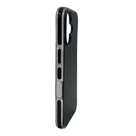 iPhone 16 Magsafe Şarj Özellikli Oyuklu Tasarım Mutural Bumpy Clear Kılıf (Siyah)