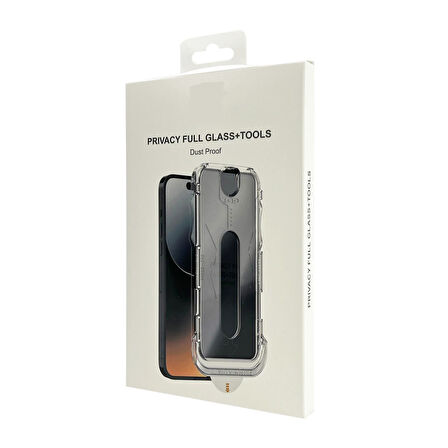 iPhone 16 Pro Kolay Uygulama Aparatlı Dust Proof Privacy Temperli Hayalet Cam Ekran Koruyucu (Siyah)