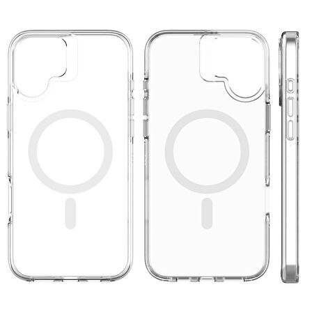 iPhone 16 Plus Neo Hybrid Magsafe Şarj Özellikli Şeffaf Manyetik Silikon Kılıf