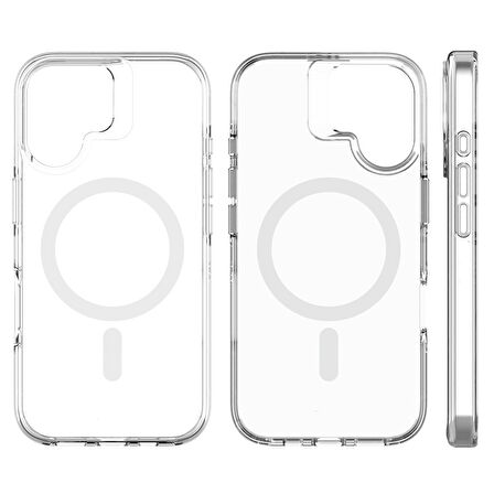 iPhone 16 Neo Hybrid Magsafe Şarj Özellikli Şeffaf Manyetik Silikon Kılıf