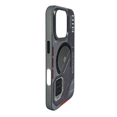 iPhone 16 Pro Uyumlu Nio Magsafe Matte Armor Kılıf (Gri)