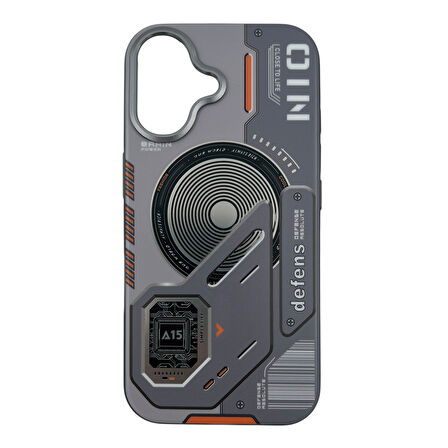iPhone 16 Uyumlu Nio Magsafe Matte Armor Kılıf (Gri)