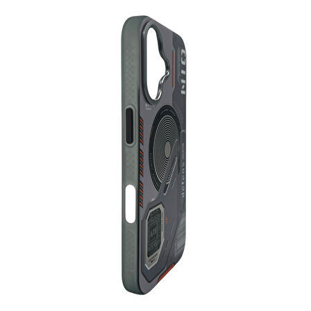 iPhone 16 Uyumlu Nio Magsafe Matte Armor Kılıf (Gri)