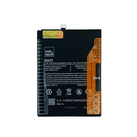 Teknonet Xiaomi Poco X3 Uyumlu Nettech BN57 5170 mAh Batarya NT-109570