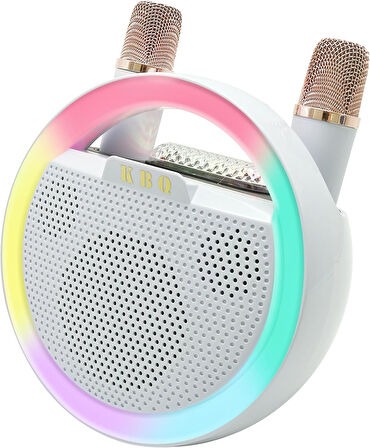 KBQ Karaoke Makinesi 2 Adet Kablosuz Mikrofonlu Taşınabilir Bluetooth Hoparlör