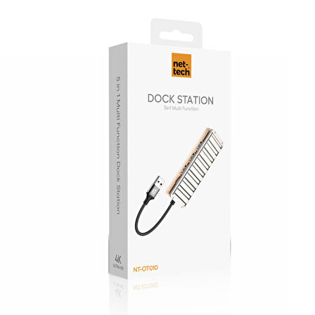 Nettech NT-OT010 5 in 1 USB To Type-c Dönüştürücü (Gri)
