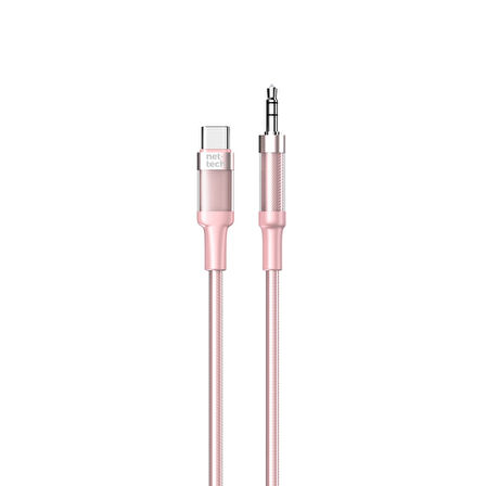 Nettech NT-AC07 Plastik 100 Cm Type-C To Aux Kablosu (Pembe)