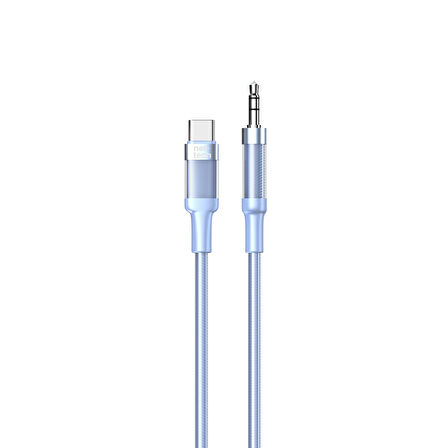 Nettech NT-AC07 Plastik 100 Cm Type-C To Aux Kablosu (Mavi)