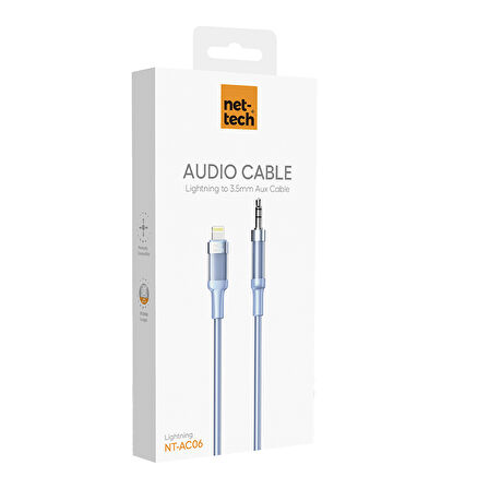 Nettech NT-AC07 Plastik 100 Cm Type-C To Aux Kablosu (Mavi)