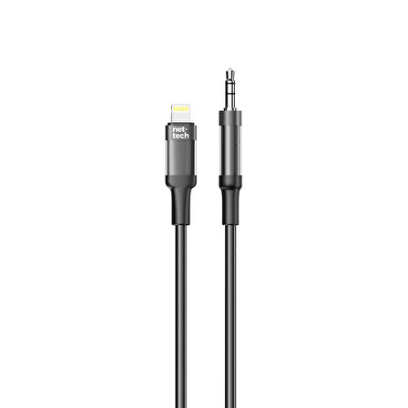 Nettech NT-AC06 Plastik 100 Cm Jack To Lightning Aux Kablo (Siyah)