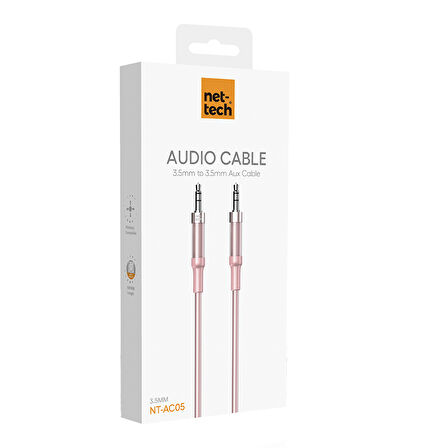Nettech NT-AC05 3.5mm Plastik 100 Cm Aux Kablo (Pembe)