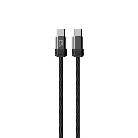 Nettech NT-DC47 60W Plastik 100 Cm Type-C To Type-C Şarj ve Data Kablosu (Siyah)