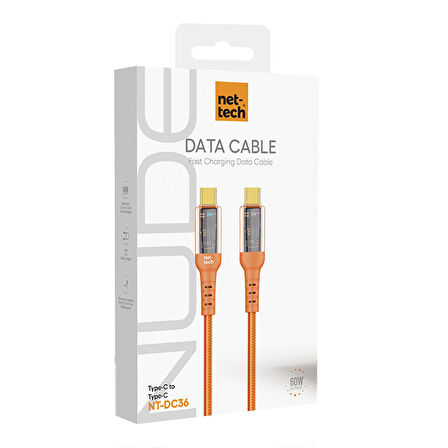 Nettech NT-DC36 60W Plastik 100 Cm Type-C To Type-C Şarj ve Data Kablosu NT-108305