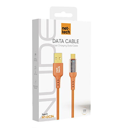 Nettech NT-DC34 Plastik 100 Cm Type-C Şarj ve Data Kablosu NT-108303