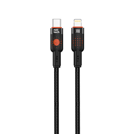 Nettech NT-DC33 30W Plastik 100 Cm Type-C To Lightning Şarj ve Data Kablosu (Siyah)