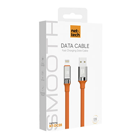 Nettech NT-DC28 12W Plastik 100 Cm Lightning Şarj ve Data Kablosu (Turuncu)