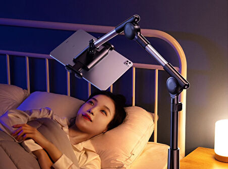Rtako Ayaklı 360 Derece Ayarlanabilir Teleskopik Metal Telefon - Tablet Tutucu Stand 130-160 cm (Gri)