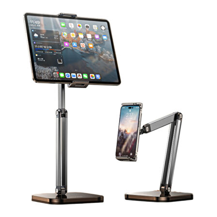 RTAKO 911 Yüksekliği Ayarlanabilir Telefon ve Tablet Standı (Gri)