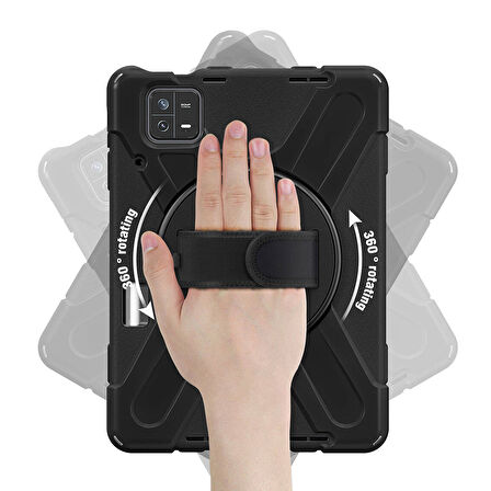 Samsung Galaxy Tab S9 Ultra / S8 Ultra Uyumlu Defender Standlı Zırhlı Silikon Tablet Kılıfı (Siyah)