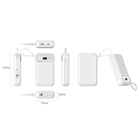 Nettech NT-PW35 PD 20W + 22.5W 15W 20000 MAh Taşınabilir Powerbank (Beyaz)