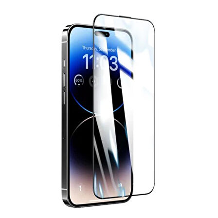 iPhone 14 Pro Max Kolay Uygulama Aparatlı Dust Proof Temperli Cam Ekran Koruyucu (Siyah)