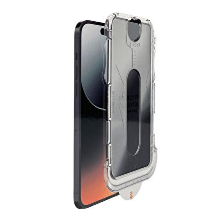 iPhone 12 Pro Max Kolay Uygulama Aparatlı Dust Proof Temperli Cam Ekran Koruyucu (Siyah)