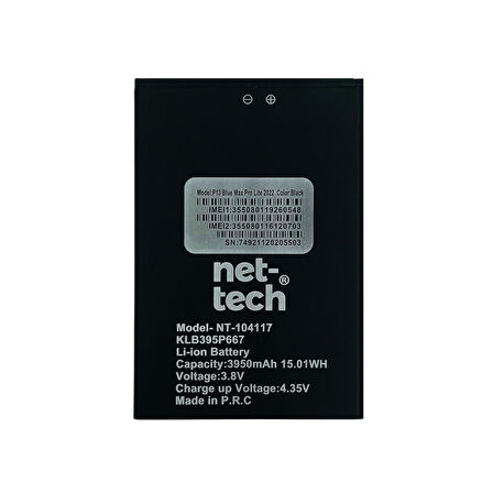 Teknonet Reeder P13 Blue Max 2021 Uyumlu Nettech HB001 3800 mAh Batarya NT-104117