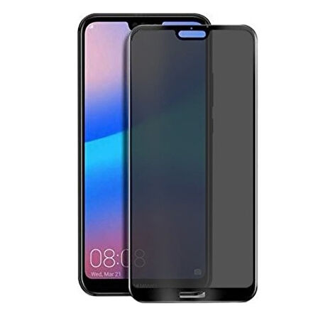 Huawei P20 Lite Uyumlu Privacy Ön Koruma Hayalet Seramik Nano Ekran Koruyucu (Siyah)