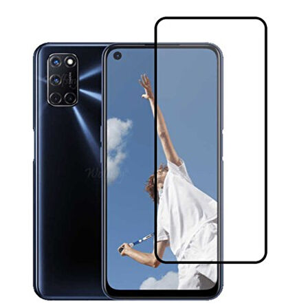 Oppo A72 Uyumlu Ön Koruma Temperli Cam Ekran Koruyucu (Siyah)