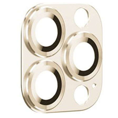 iPhone 14 Pro / 14 Pro Max Uyumlu Metalik Seri Kamera Lens Koruyucu (Gold)
