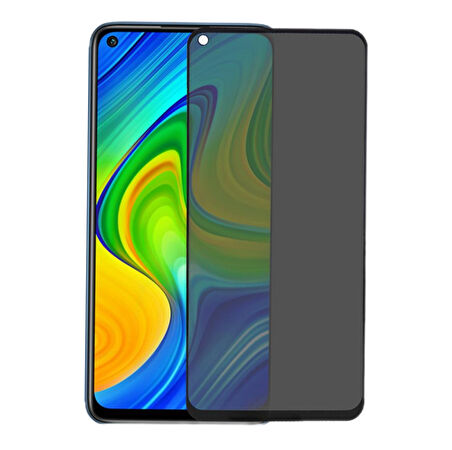 Xiaomi Redmi Note 9 Uyumlu Privacy Ön Koruma Hayalet Seramik Nano Ekran Koruyucu (Siyah)