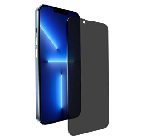 iPhone 13 / 13 Pro Uyumlu Privacy Ön Koruma Hayalet Seramik Nano Ekran Koruyucu (Siyah)