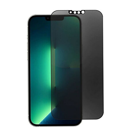 iPhone 13 Mini Uyumlu Privacy Ön Koruma Hayalet Seramik Nano Ekran Koruyucu (Siyah)