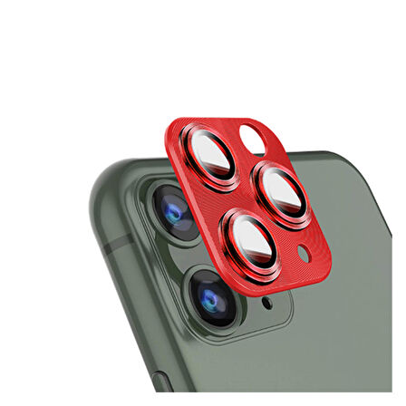 iPhone 12 Pro Uyumlu Metalik Seri Kamera Lens Koruyucu (Kırmızı)